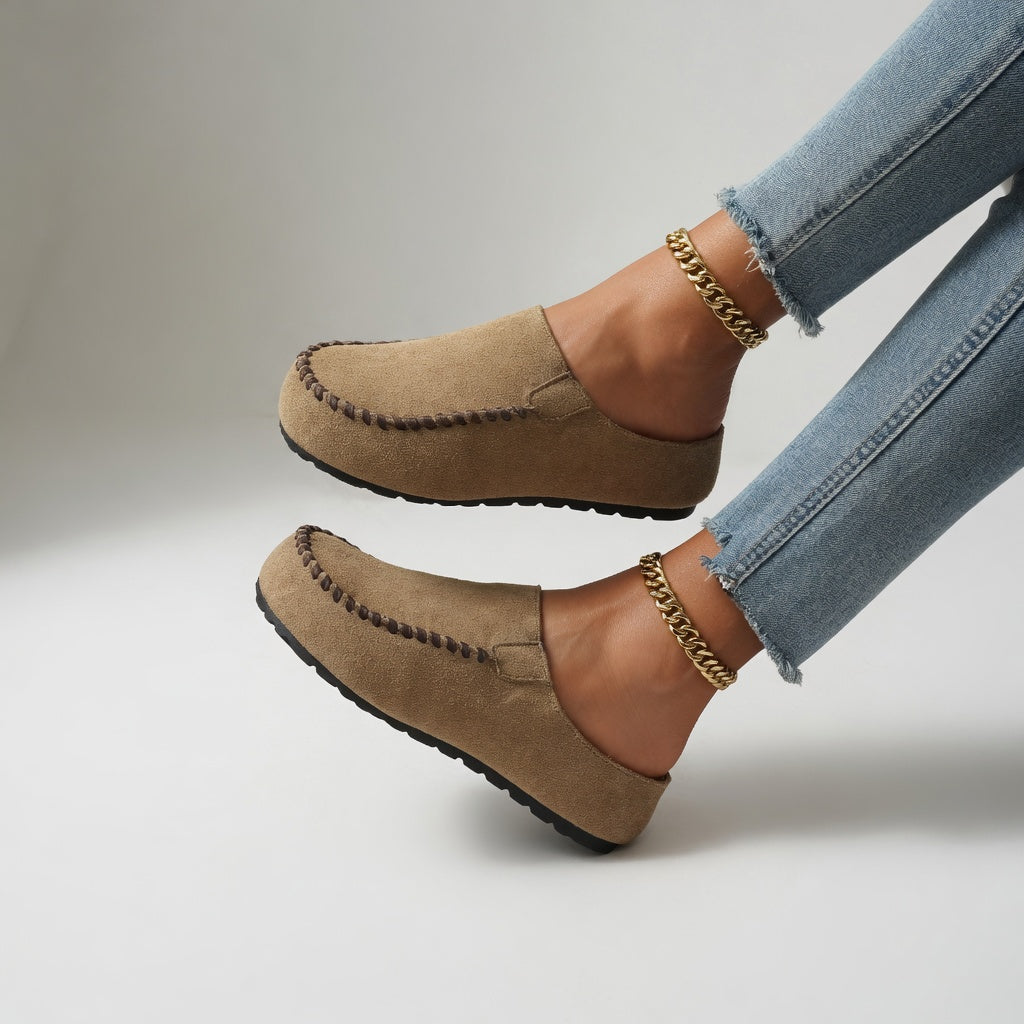 Nanette | Mocassin suédé bicolore surpiqûres confort naturel
