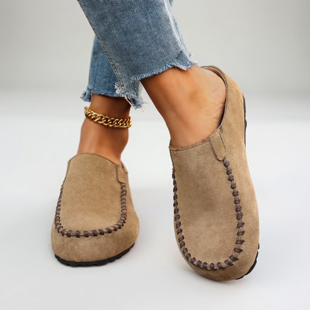 Nanette | Mocassin suédé bicolore surpiqûres confort naturel