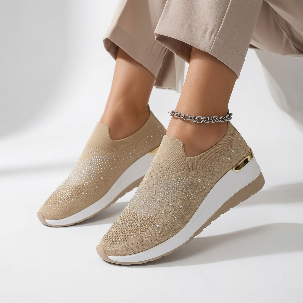 Brillantine | Sneaker plateforme strass enfiler élégante