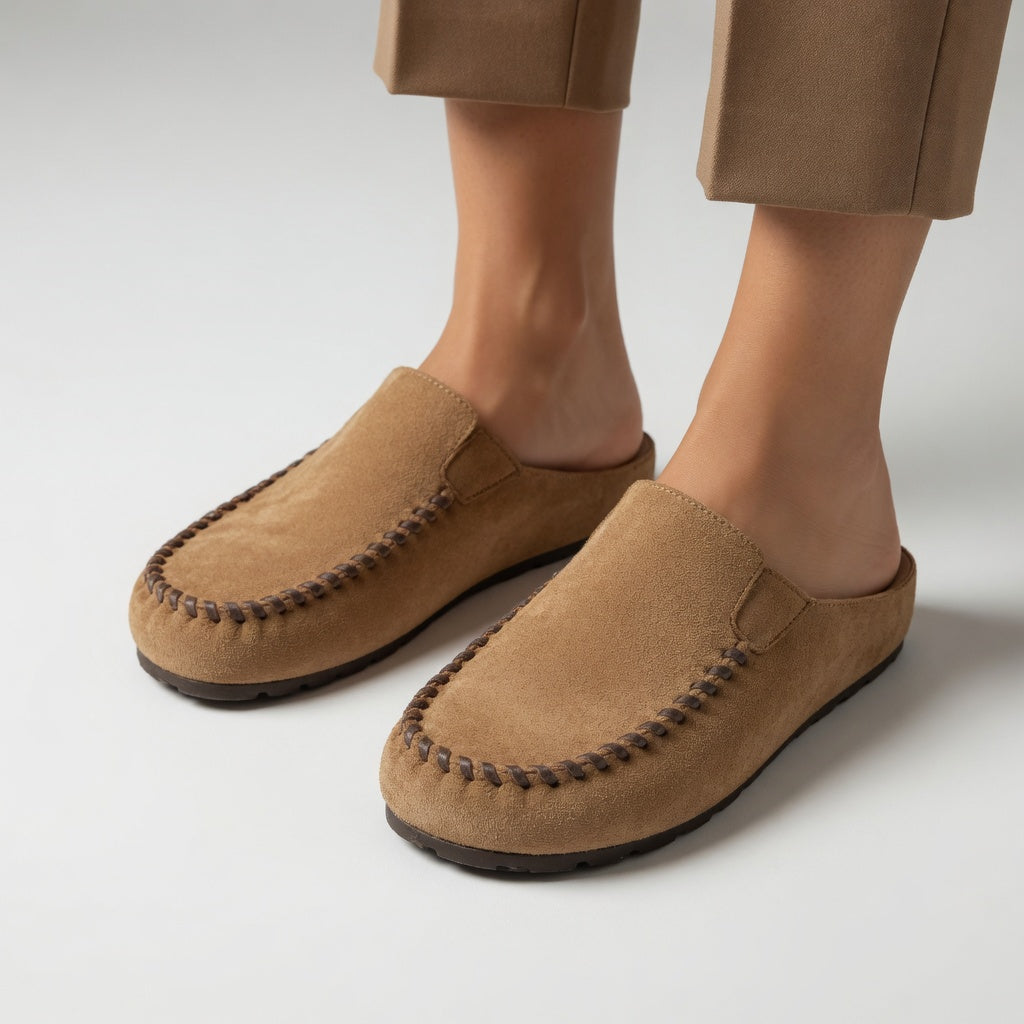 Nanette | Mocassin suédé bicolore surpiqûres confort naturel