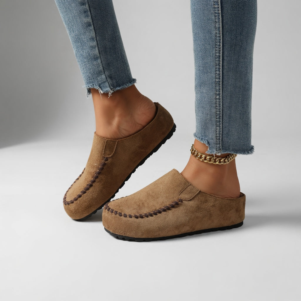 Nanette | Mocassin suédé bicolore surpiqûres confort naturel