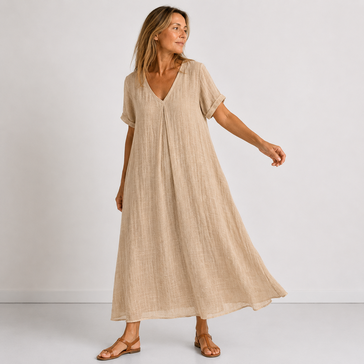 Violette | Robe longue fluide en lin