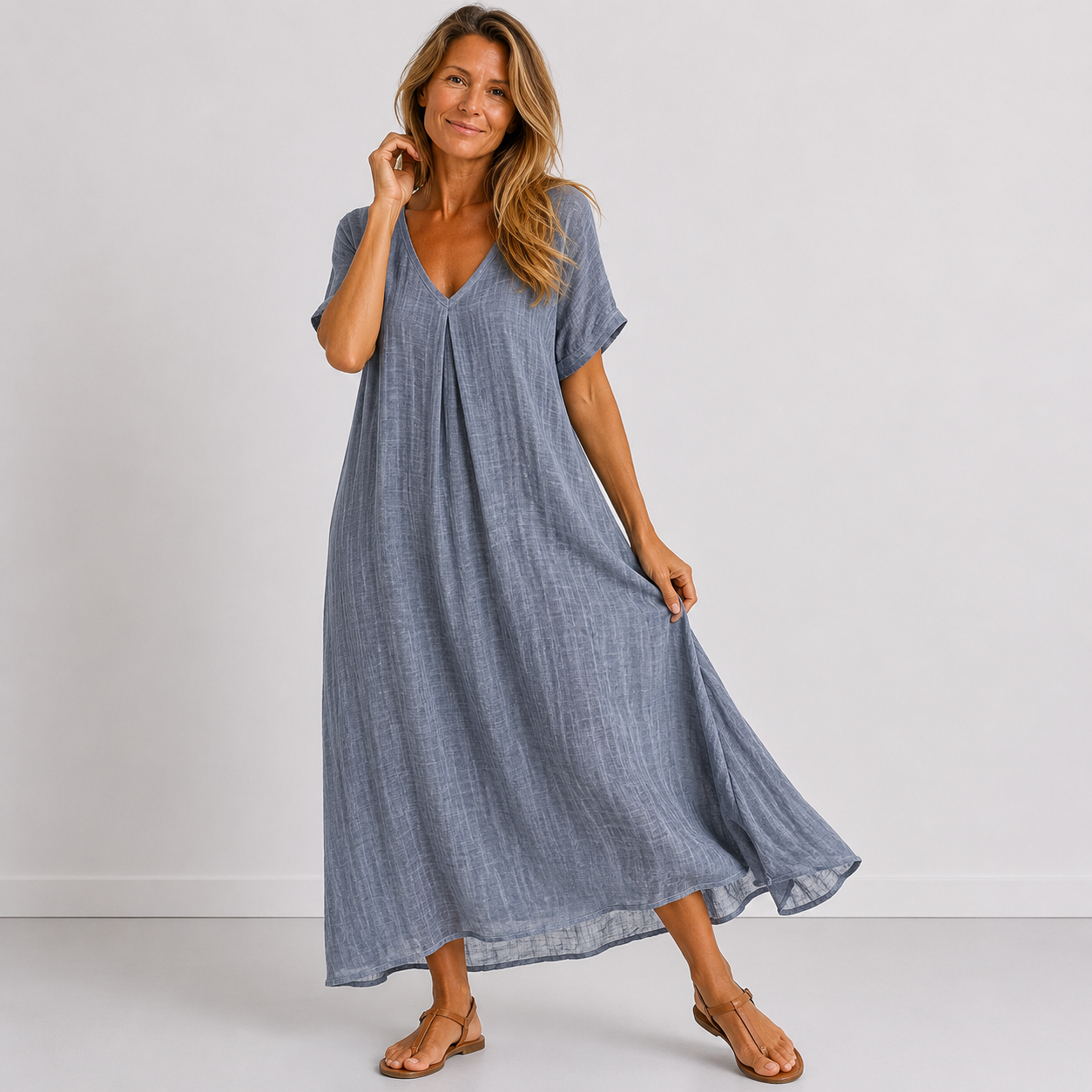 Violette | Robe longue fluide en lin
