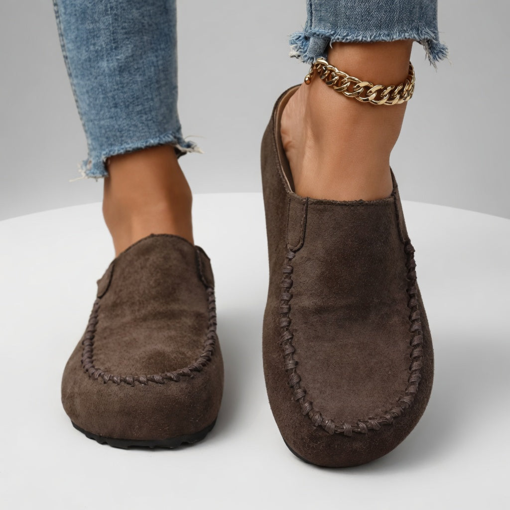 Nanette | Mocassin suédé bicolore surpiqûres confort naturel