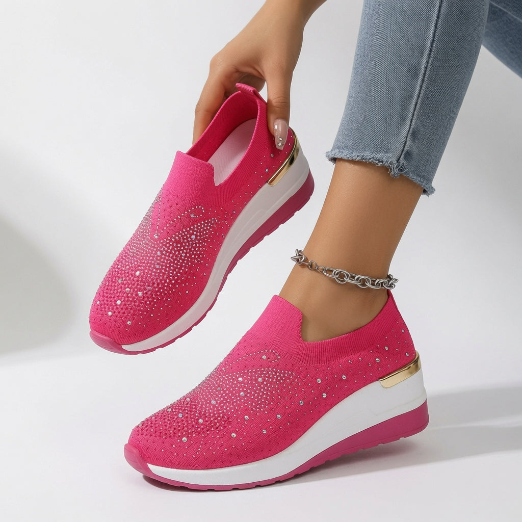 Brillantine | Sneaker plateforme strass enfiler élégante