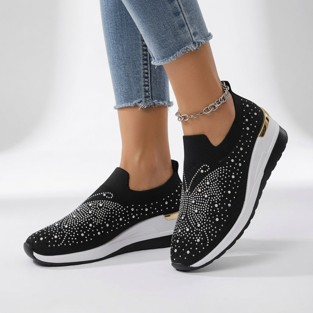Brillantine | Sneaker plateforme strass enfiler élégante