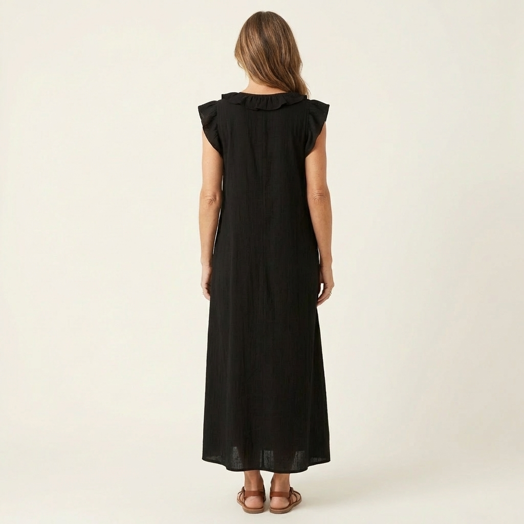 Josette | Robe Longue Volantée Col en V