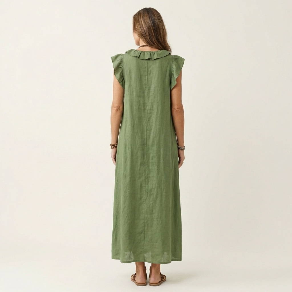 Josette | Robe Longue Volantée Col en V