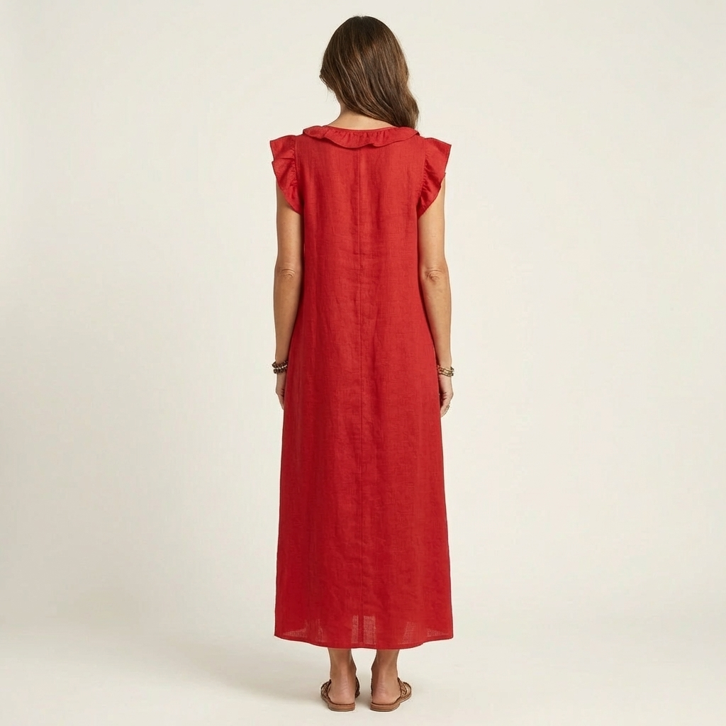 Josette | Robe Longue Volantée Col en V